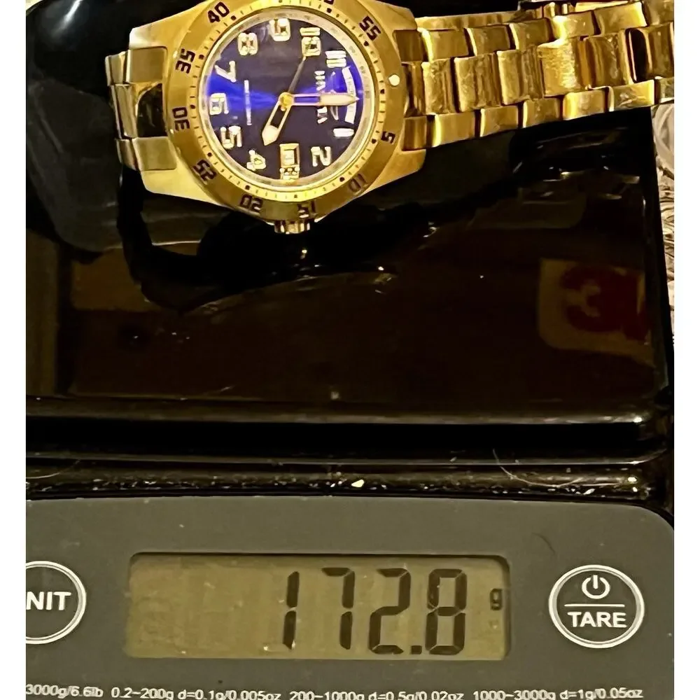 INVICTA Men's Specialty Blue Dial 18k Yellow Gold Plated Watch- Model 5762 w Box
